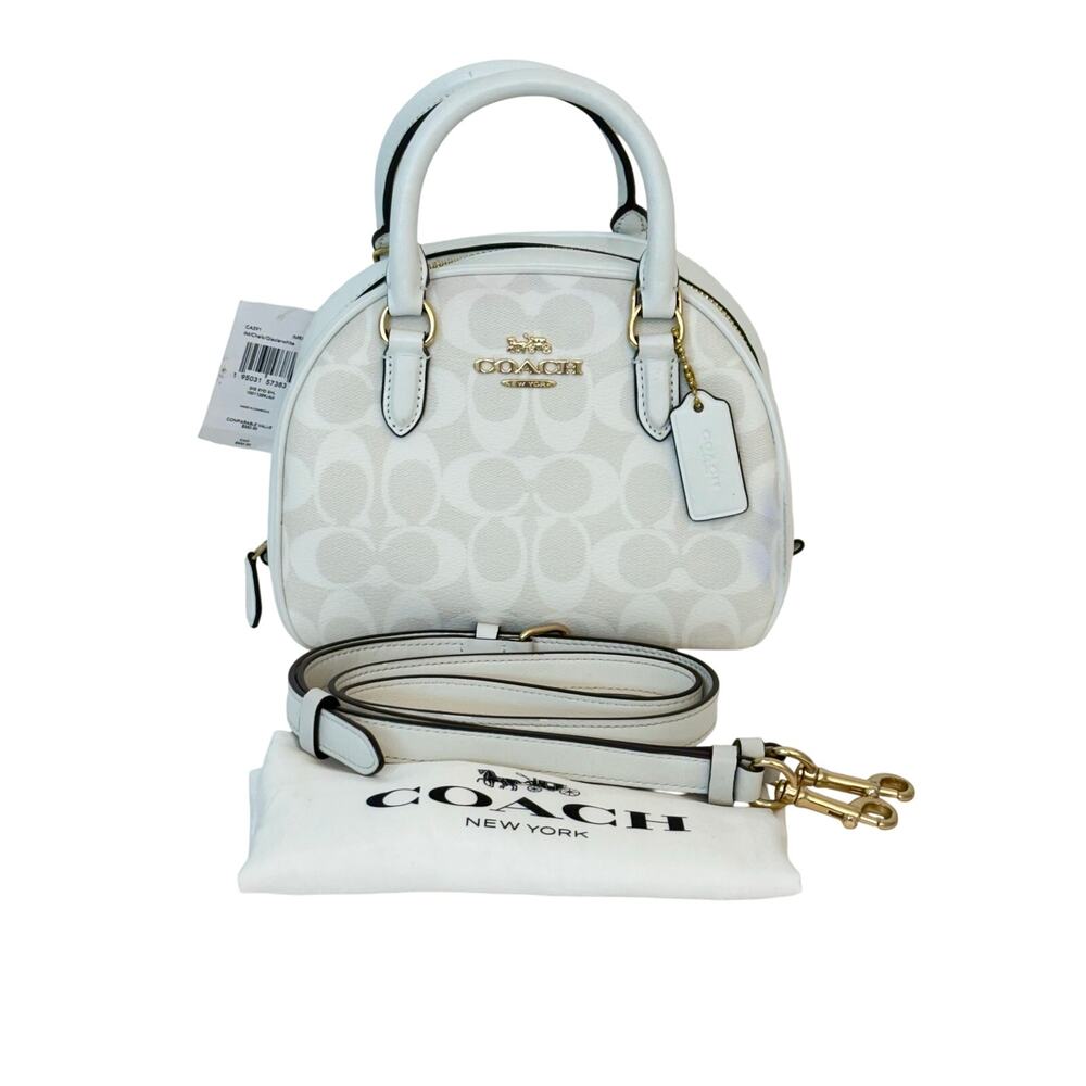 Coach Sydney Satchel Dome Bag in Signature Coated Canvas Glacier White CA591